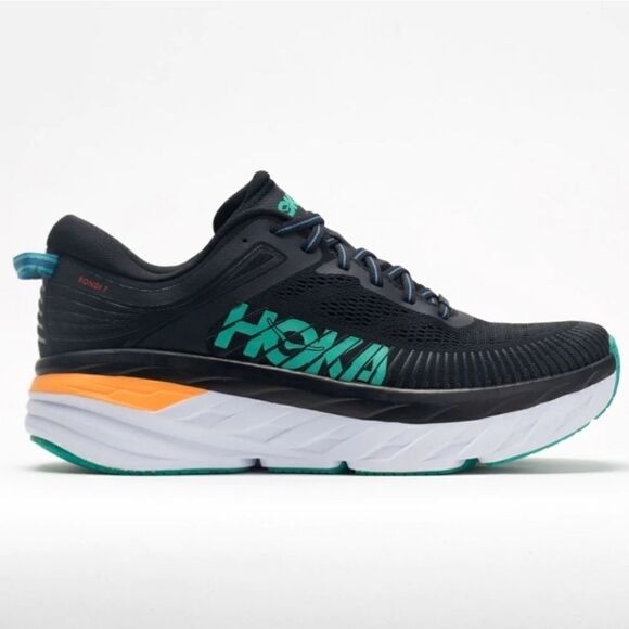 Hoka One‎ One Bondi 7 Black/Atlantis Running Shoes Sneakers Kicks Men's 12